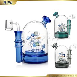 Tamponner de plate-forme d'huile de couleur couleur tour de vent rotatif perc de perc épais en verre épais tabout de tuyau d'eau avec 14 mm en quartz banger bleu vert noir 5,5 pouces