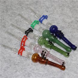 Mini Hookah Nectar Pipe Kit Dab Oil Rigs Pyrex Glaspijp 14 mm gewricht Quartz Nagelstrapjes