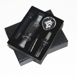 Mini kit de néctar de bong de narguile con punta de cuarzo de titanio de 10 mm Clip de plástico Keck Concentrado Dab Straw Oil Rigs tubo de vidrio