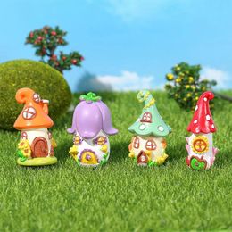 Mini House Desktop Ornament 3d Small Resin Craft Gifts Fairy Garden Mushroom Cottage Desktop Decor Miniature Garden Accessories 240424