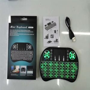 Mini i8 clavier sans fil rétro-éclairé rétro-éclairé 2 4G Air Mouse clavier télécommande Touchpad batterie au lithium rechargeable pour Andro2377