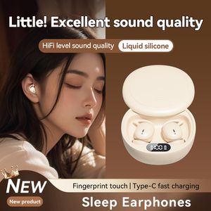 Mini écouteurs sans fil intra-auriculaires Sleep Music Call Écouteurs Long Battery Life Sliding Charging Compartement Finger-Fring Touch Sports Chefsets avec affichage numérique 1PCS