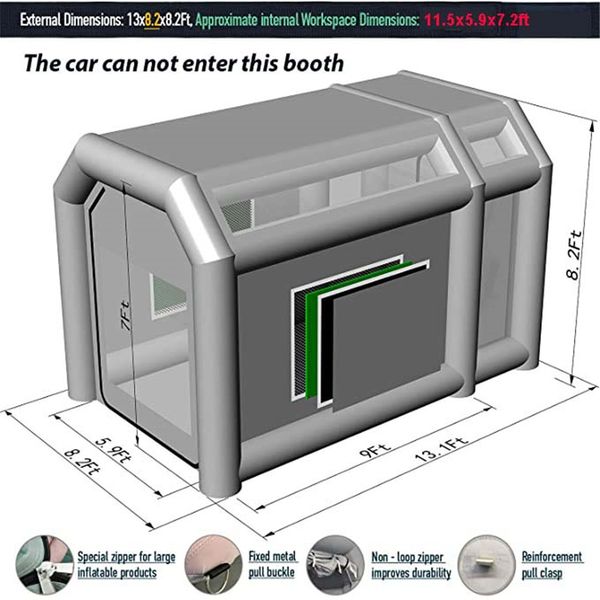 Mini cabine de peinture gonflable avec ventilateurs 4x2.5x2.5m cabines de pulvérisation professionnelles tente de peinture de voiture Portable pour Garage de voiture