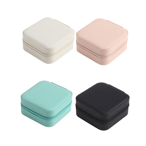 Mini vitrina de joyería, caja de anillo, armario, organizador portátil, almacenamiento de viaje, soporte para pendientes, 10*10cm