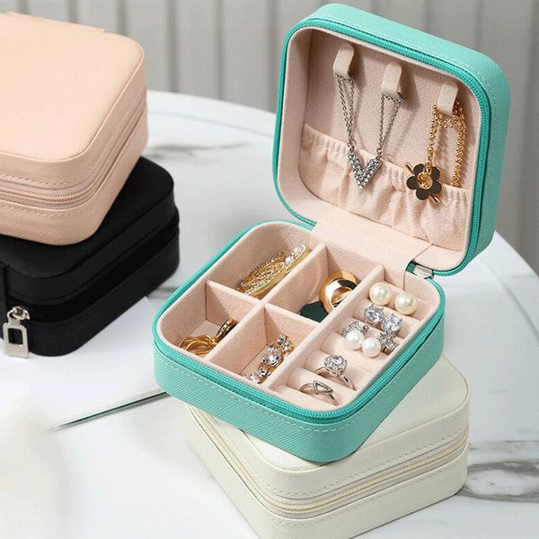 Mini boîte à bijoux, vitrine, Armoire de rangement Portable, rangement de voyage pour bagues, boucles d'oreilles, colliers