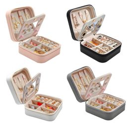 Mini Jewelry Storage Box Organizador de anillo de mujeres PU Case de cuero PU Bolsa de almacenamiento cosmético portátil Gestión de almacenamiento para el hogar