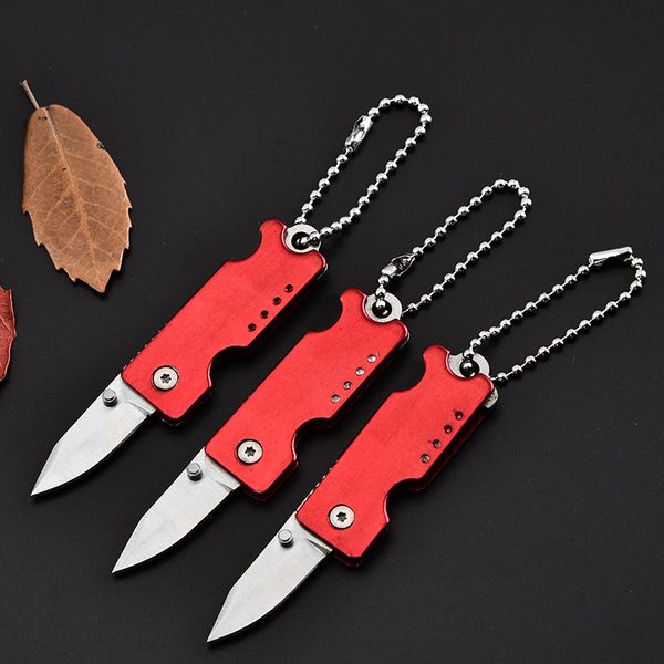 Mini llave con hebilla, cuchillo automático, bolsillo de aluminio, Mini herramienta de corte plegable, cuchillos de regalo, llavero de Navidad, Navajas de bolsillo HW180