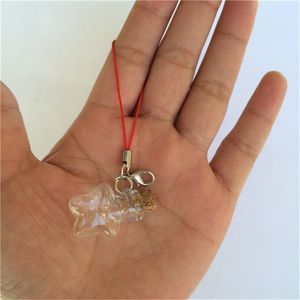 Mini porte-clés petites bouteilles de souhaits avec des bocaux en verre de liège pendentifs petites étoiles en forme de flacons 10 pièces 20x24x6 mm