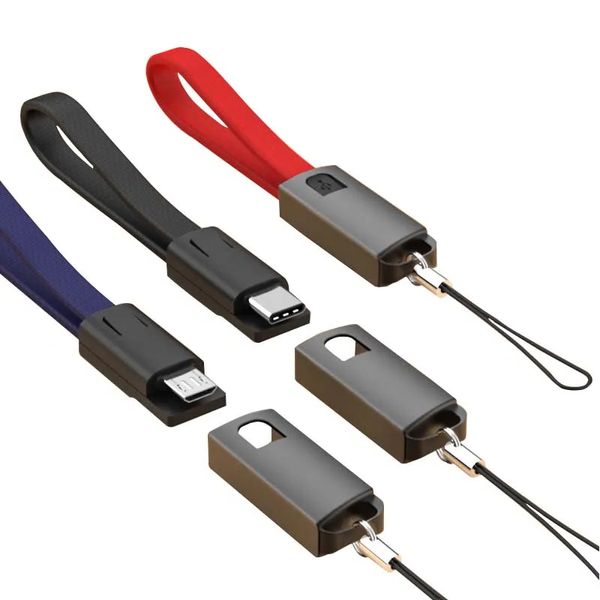 Mini porte-clés câble USB 2.4A charge rapide Micro Type C chargeur câble de données cordon pour Huawei Samsung Xiaomi téléphones Android