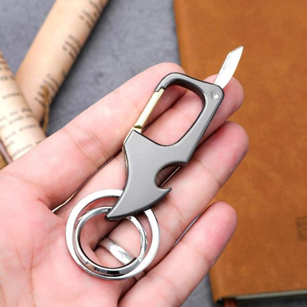 Mini couteau pliant ouvre-bouteille porte-clés pour hommes multifonctionnel taille montage mousqueton porte-clés voiture porte-clés sac à dos pendentif accessoires