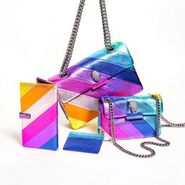 Mini Kurt Geiger handtas regenboog strepen tas Luxe lederen portemonnee Designer Vrouwen Man Schoudertas clutch tote crossbody pochette sling portemonnee ketting Messenger Bags