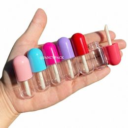 Mini l Vacío Brillo de labios Tubos Mezclar Color Forma de píldora Bálsamo labial Delineador de ojos Botella Tubo de lápiz labial Cosméticos Embalaje Ctainers E8nR #