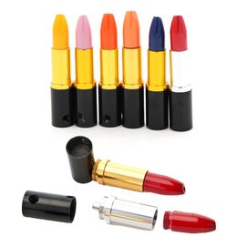 Mini Lady Lipstick Design Pipas de metal para fumar Hierba seca Tabaco Desmontable Mano portátil Humo Puff Cigar Filter Mesh