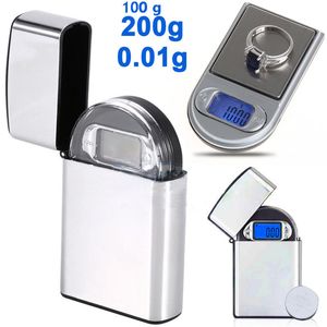 Mini échelle de type briquet de poche numérique LCD bijoux or diamant balance électronique avec rétro-éclairage 100g/0.01 200g/0.01 en stock 20 pièces