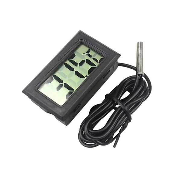 Mini termómetro digital LCD con sonda impermeable sensor de temperatura conveniente para exteriores para el refrigerador acuario de refrigerador