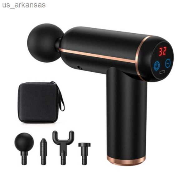 Mini LCD Pistolet De Massage 32 Vitesse Écran Tactile Percussion Des Tissus Profonds Smart Hit Fascia Pistolet Pour La Relaxation Musculaire Soulagement De La Douleur Fitness L230523