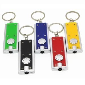 Mini LED flashlight key chain Tetris lamp creative plastic universal key ring lamp pendant 6 colors