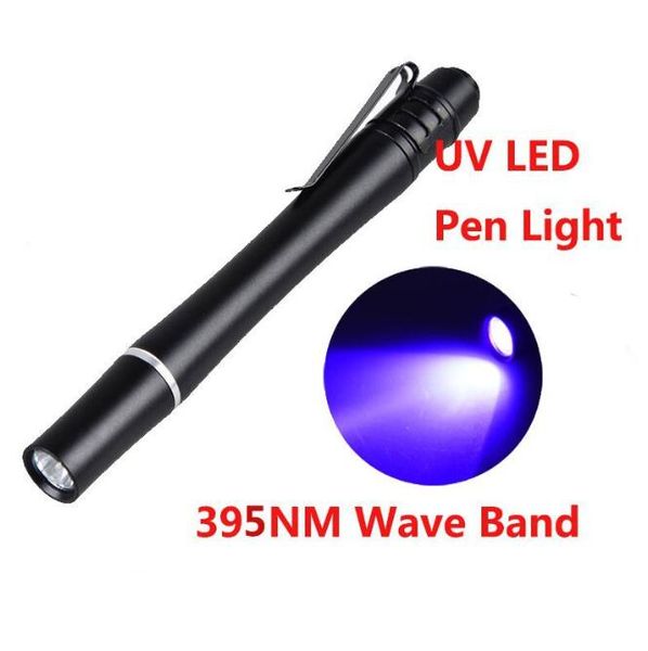 Mini linterna LED Luz ultravioleta Blacklight Impermeable de mano Ultravioleta Pen Light 395NM Pocket Torch Lights Portable Penlight Detector invisible