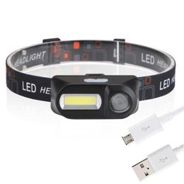Mini LED -koplamp USB Oplaadbare koplamp High Power Zoombare koplampen voor camping buitenkamperen
