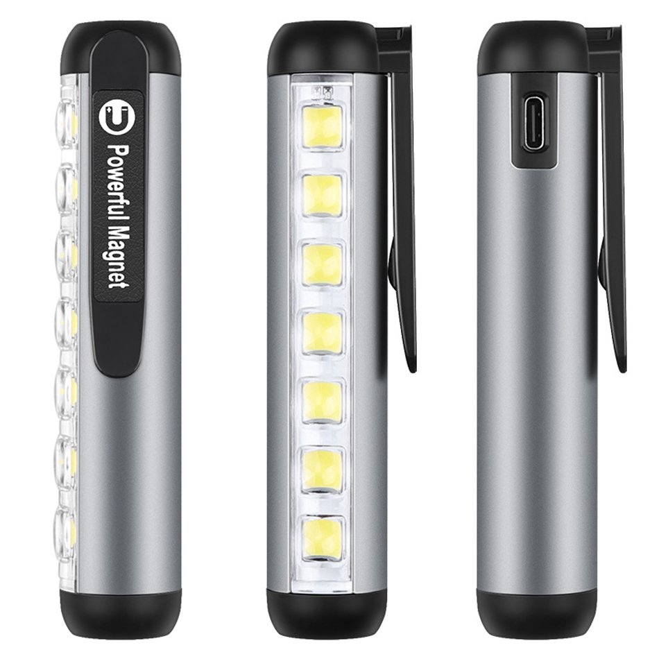 Mini LED cep El feneri XPE Cob lambası Boncuklar Ultra Parlak Torçlu Klip Mıknatıs İşi ​​Işık Su Geçirmez USB Şarj Edilebilir El Feneri