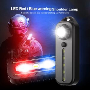 Mini Led Red Blue Schouder Clip Lamp Safety Warning Police Licht USB Oplaadbare helmlantaarn