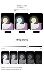 Mini LED Selfie Light pour iPhone Samsung iPad Phone Mobile Phone ordinateur portable Stick Ring Flash Fill Vidéo Photo Ringlight Photography Lampe