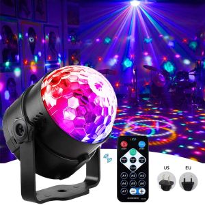 Mini LED Stage Lights RGB Sound Activé Rotation Disco DJ Party Magic Ball Strobe Laser Projecteur Lampe Home Ktv Christmas Show