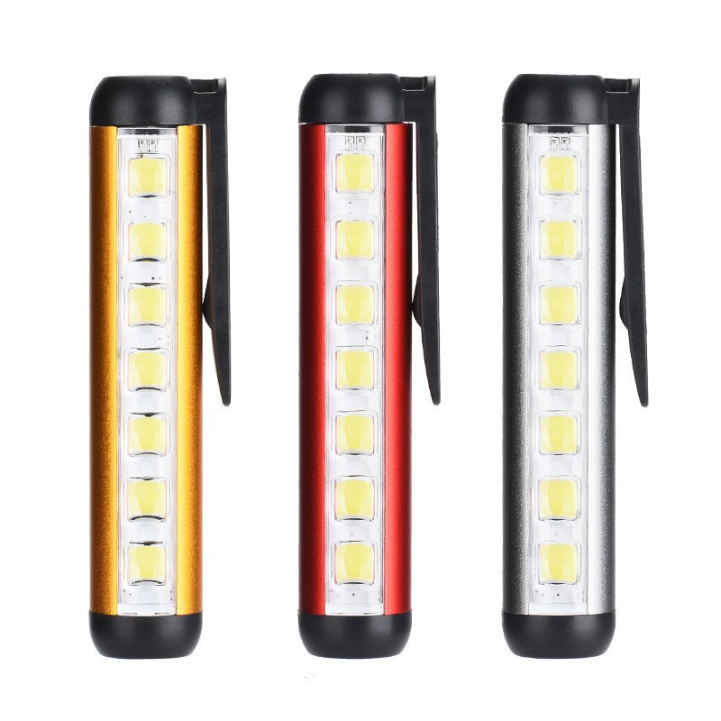 Mini LED -fackla, multifunktion LED spotljus med sidans sökljus, USB -driven, penna storlek ljus lampa för camping vandring