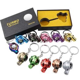 Mini-LED-Turbo-Turbolader-Schlüsselanhänger, drehende Turbine, Schlüsselanhänger, Anhänger, Pfeifenton, Schlüsselanhänger, Auto-Innenzubehör mit Geschenkbox