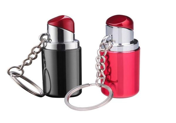 Mini les femmes en forme de rouge à lèvres plus légères Creative Portable Chain Flame Flame Butane Gas Cigarette Bighters pour Collection7413166
