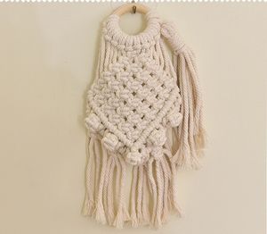 Mini macramé tenture murale à la main coton corde tapisseries tissé macramé charme petite taille bohème décoration de la maison