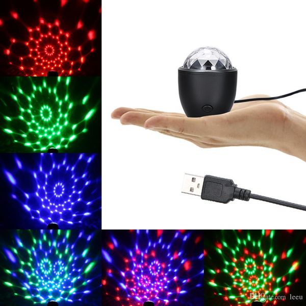 Mini bola mágica con efectos LED, luz de escenario activada por sonido compatible con USB para decoración de fiestas en el hogar, festivales y vacaciones