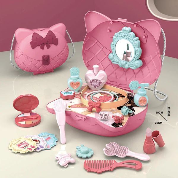 Mini-sac de maquillage des filles portant un rouge à lèvres cosmétique pour un jeu de prétendent ensemble montessori toy outils de beauté toys 240416