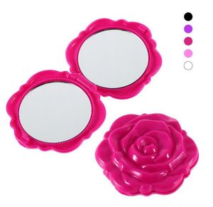 Mini Makeup Pocket Spiegel Cosmetische Compact Mirrors 3D Dubbelzijdig Hand Schoonheidspiegel Stereo Rose Bloemvorm Maquillage Miroir