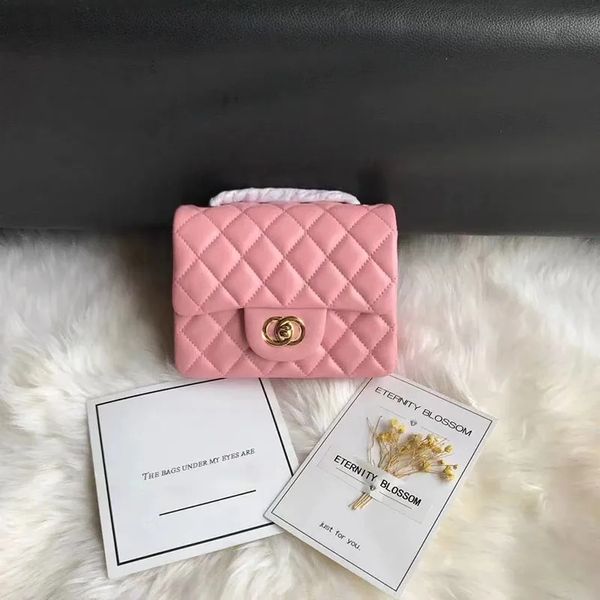 Mini portefeuille de maquillage Designer Sacs à cosmétiques Cas Bandoulière CHAÎNE Épaule Rose Sacs Cc 17 Cm S Sac À Main 10A Sac Sac Latéral En Cuir Dames Fourre-tout