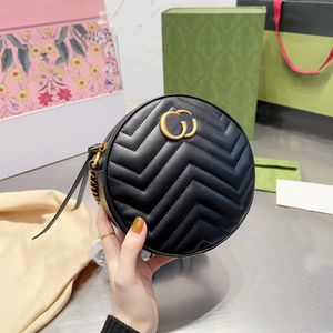 Mini Marmont Circle Bags, bolsos de diseñador, bandolera circular, bolso de hombro de lujo con cadena, bolso pequeño, patrón de onda, mujer, hombre, 5A