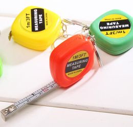 Mini Measure Tape 1m draagbaar tape plastic met sleutelhangers die linialen trekken met het meten van gereedschap gemengd kleuren cadeau voor student kinderen shi2600042