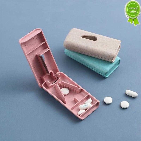 Mini soporte para pastillas de medicina, cortador de tabletas, útil divisor portátil, caja de almacenamiento para pastillas, cortador de pastillas, almacenamiento divisorio