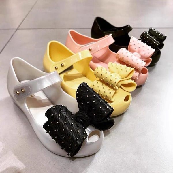 Mini Melissa Big Bow Jelly Shoes Girl S Moda Hermana Sandalias de verano Niños de alta calidad Princess Beach HMI045 220525