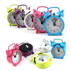 Mini métal réveil couleur bonbon horloges de Table ronde Vintage horloge électronique décor à la maison 4 CM