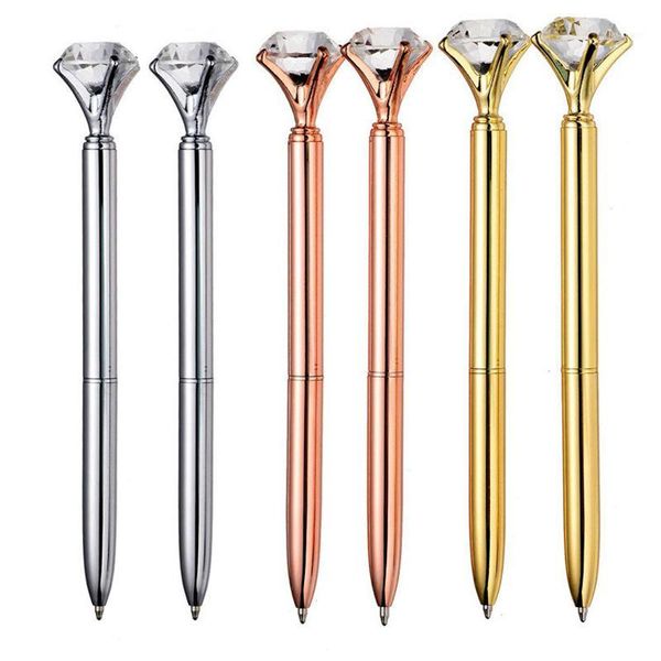 Bolígrafos Mini Metal 1.0mm Crystal Diamond Ball Point Pen Black Tinta Color Escritura para niños Oficina Escuela Papelería1