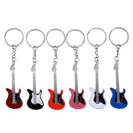 Mini Metal Classic Electric Guitar Keychain Key Car Chain Guitar Key Ring Musical Instruments Hanger For Man Women 6Colors