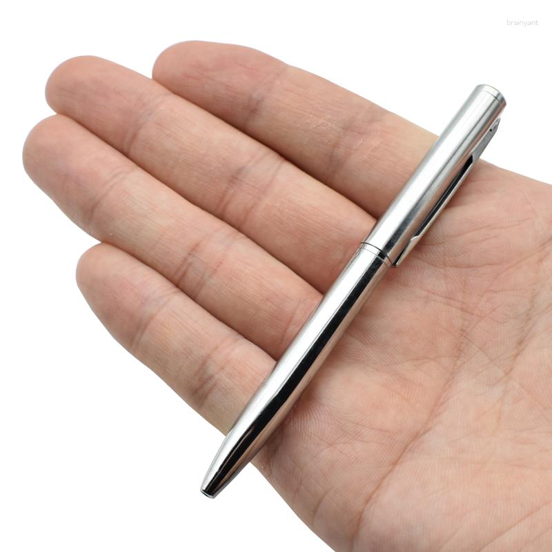 Mini metalowy żel Pen 0,7 mm punkt czarny niebieski atrament napełniający obrotowy rozmiar kieszeni przenośne małe zapasy artykuły papiernicze prezent