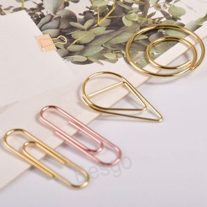 Mini Metal Paper Clip Bookmark Memo Planner Round Clips Water Drop Shape Rose Gold Papers Clips Department School Office Stationery BH8141 TQQ