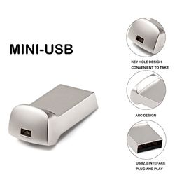 MINI METAL USB 2.0 Drive Flash Portable Gift Pen Drive Real Capacity Memory Stick 64 Go / 32 Go / 16 Go / 8 Go / 4 Go avec un disque U de chaîne de clés U