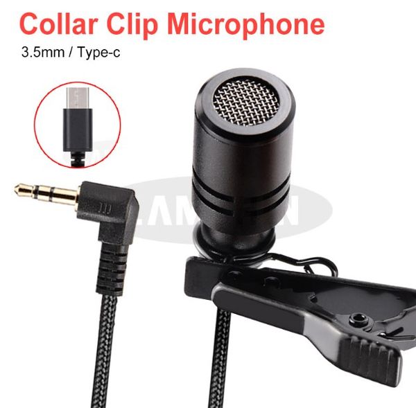 Mini Microphone 3.5mm Type C Condensateur Enregistrement Audio Pince À Cravate Mic pour PC Portable Microphone Portable