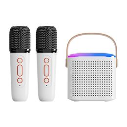 Mini microphone lumières LED colorées machine de karaoké familiale compatible Bluetooth 5.3 boîte de son stéréo mini haut-parleur