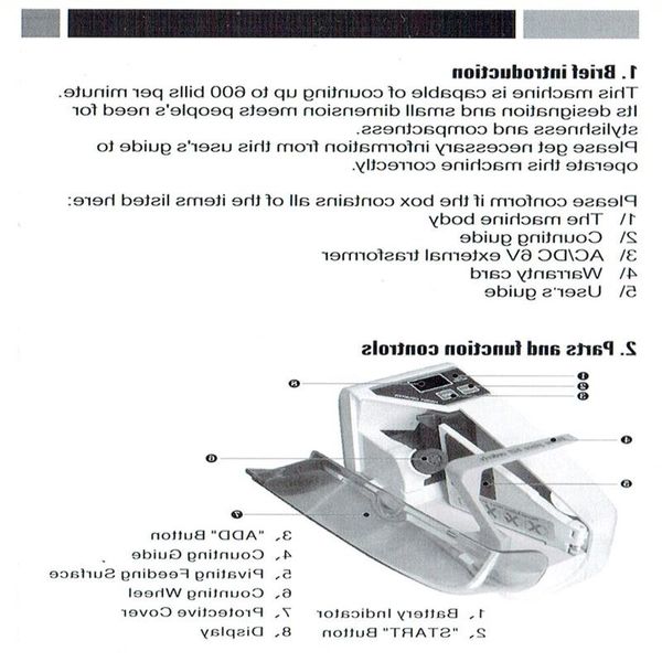 FreeShippingMini Money Machine à compter les billets de banque à portée de main Compteur de billets de banque Argent AC ou alimenté par batterie pour faux argent Dollar EU Tjko