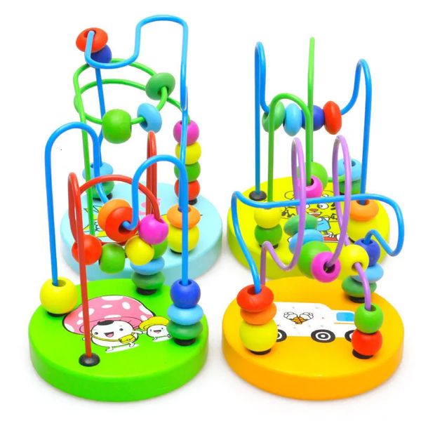 Mini Montessori Wooden Toys Kids Cercles Cercs Wire Maze Roller Coaster Toddler Early Educational Puzzles Toy for Children Infant 240509