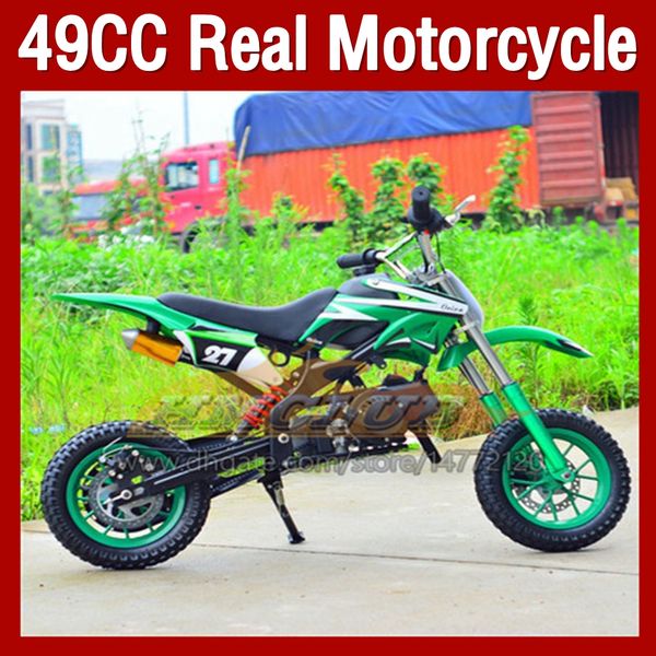 Mini motocicleta de 2 tiempos 49CC 50CC ATV todoterreno Real SuperbikeGasoline Racing Moto pequeña Scooter Adultos Niños 2 ruedas Deportes Dirt Bike Niño Niña Regalos de cumpleaños